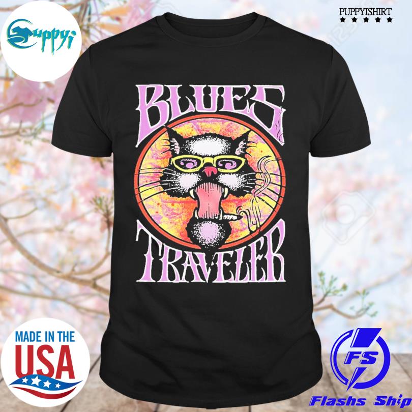 Blues Traveler Retro Art Cat Tee Shirt